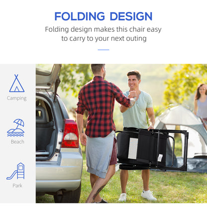 Folding Patio Dining Chairs Set of 2 - Outdoor Deck Chairs with Adjustable Sling Back & Headrest - Black