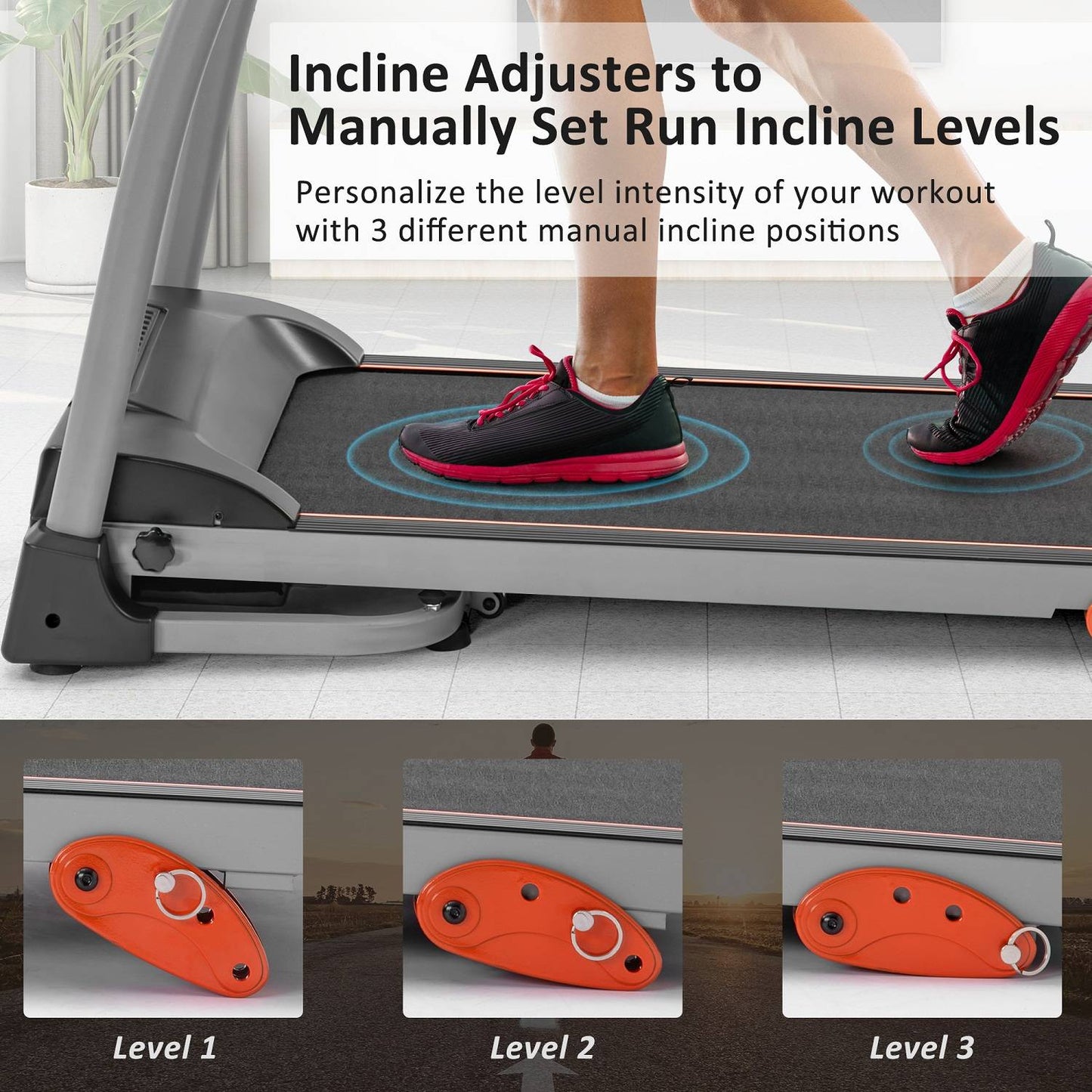 1.5HP Folding Treadmill - Electric Running & Walking Machine for Home Gym