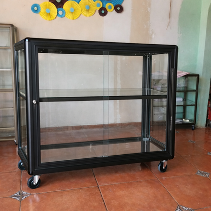 Vitrina Exhibidora de Aluminio 160x60cm - 6 Compartimentos para Hogar y Negocios