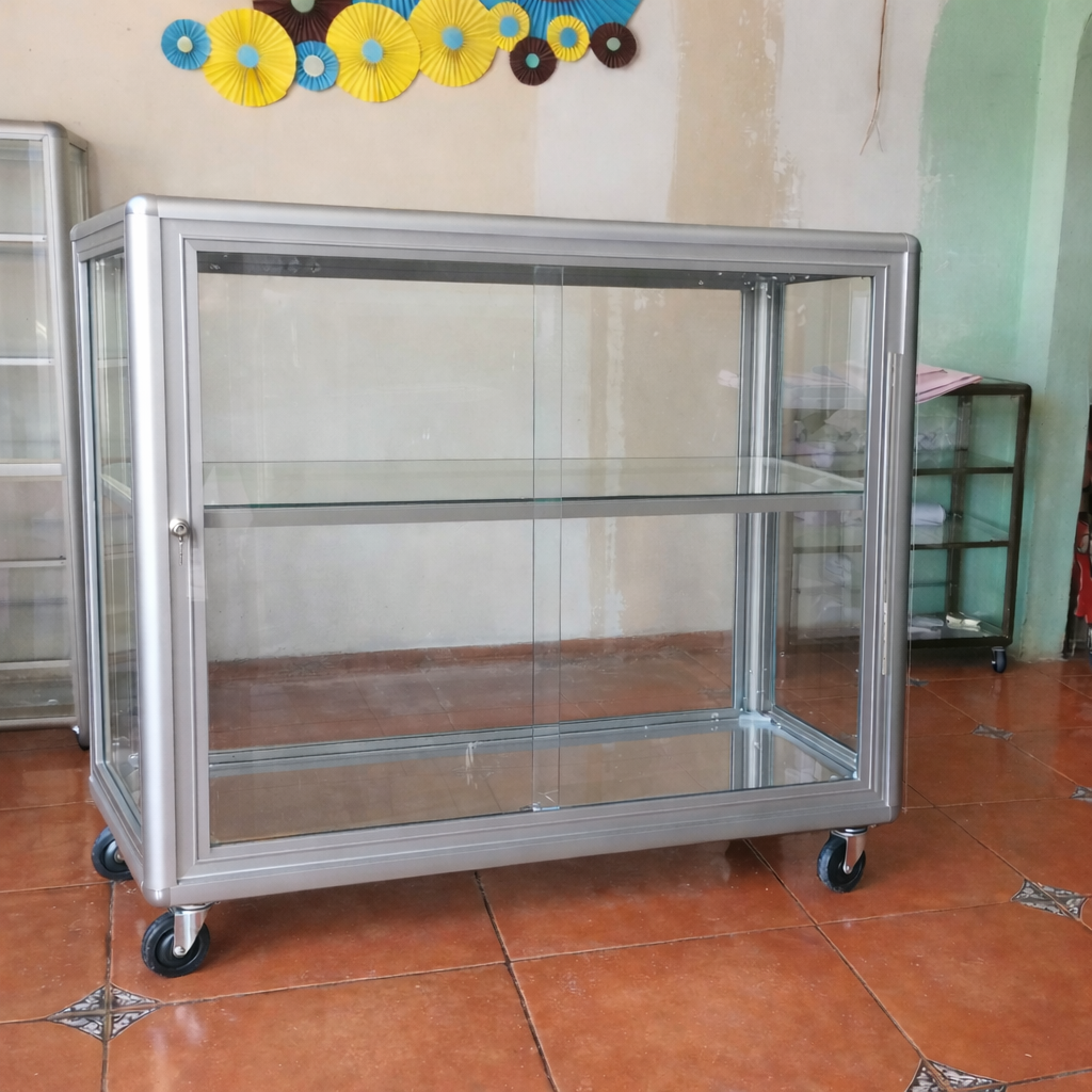 Vitrina Exhibidora de Aluminio 160x60cm - 6 Compartimentos para Hogar y Negocios