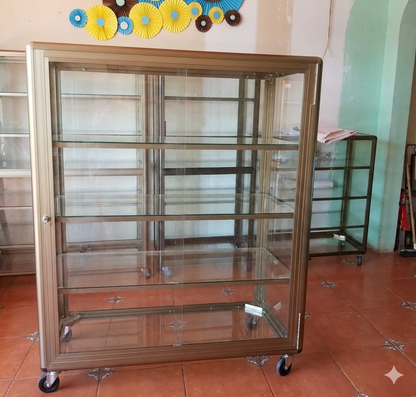 Vitrina Exhibidora de Aluminio 160x60cm - 6 Compartimentos para Hogar y Negocios