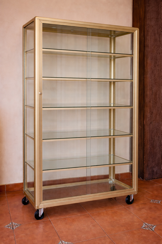 Vitrina Exhibidora de Aluminio 160x80cm - 6 Compartimentos Puertas Corredizas