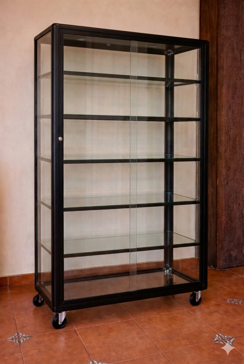 Vitrina Exhibidora de Aluminio 160x80cm - 6 Compartimentos Puertas Corredizas