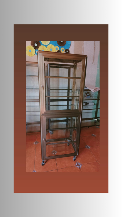 Vitrina Exhibidora de Aluminio 160x60cm - 6 Compartimentos para Hogar y Negocios