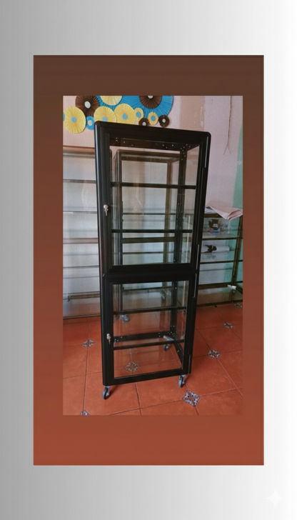 Vitrina Exhibidora de Aluminio 160x60cm - 6 Compartimentos para Hogar y Negocios