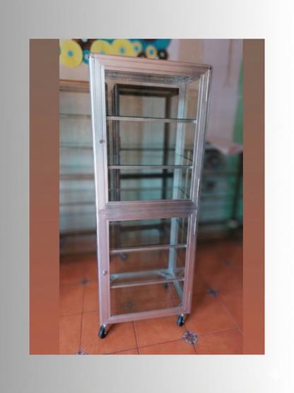 Vitrina Exhibidora de Aluminio 160x60cm - 6 Compartimentos para Hogar y Negocios