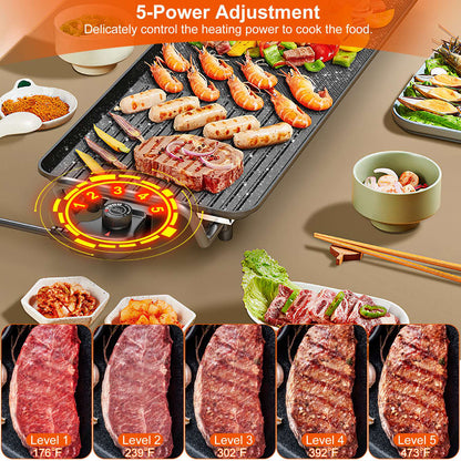 Electric BBQ Grill Griddle - Non-Stick Hot Plate for Indoor & Outdoor Cooking