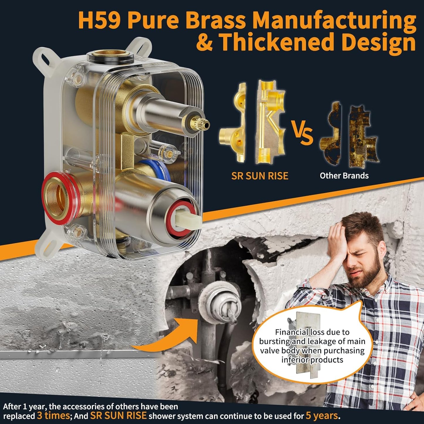 12 Inches Bathroom Luxury Rain Mixer Shower Combo Set Wall Mounted Rainfall Shower Head System Brushed Nickel Finish Shower Faucet Rough-In