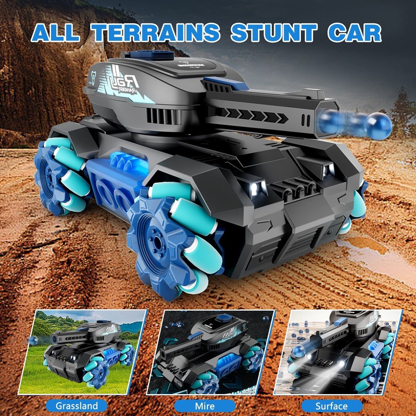 RC Tank Toy with Water Bomb - 2.4G Gesture Control Remote Control Car for Kids