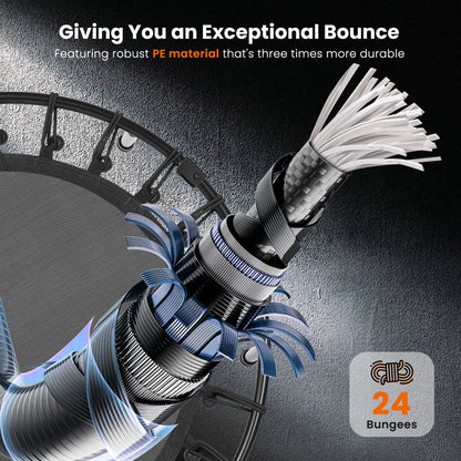 2 in 1 Circular Trampoline 40In Fitness Trampoline with 24 Bungees Adjustable Foam Handle Exercise Trampoline for Family Adults Indoor Outdoor Workout Black Gifts for Dad