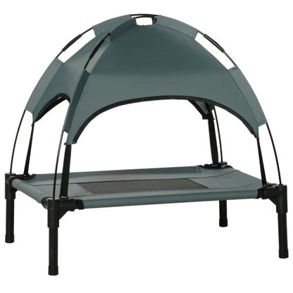 PawHut Elevated Dog Cot with UV Canopy - 24" Portable Pet Bed for Outdoor Use