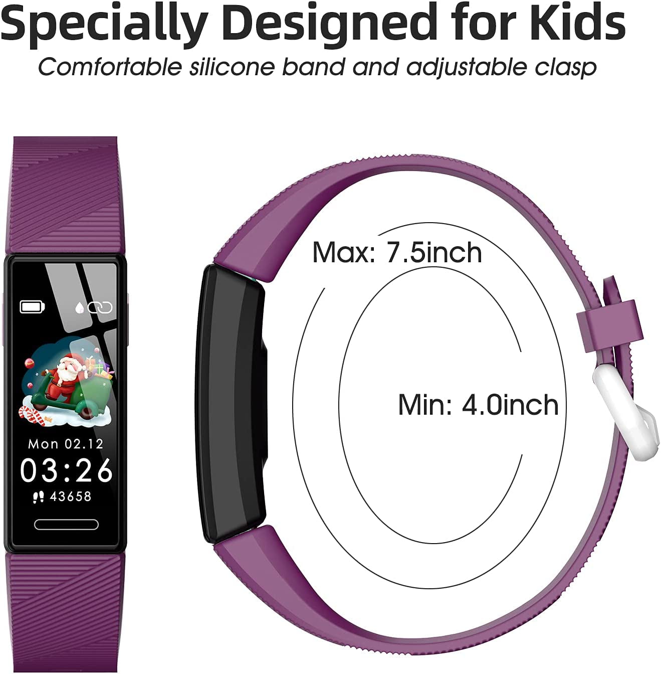 Fitness Tracker Watch for Kids, IP68 Waterproof Activity Tracker, Heart Rate Sleep Monitor, 11 Sport Modes Calorie Step Counter with Alarm Clock and Reminder, Great Gift for Boys Girls Teens (Purple)