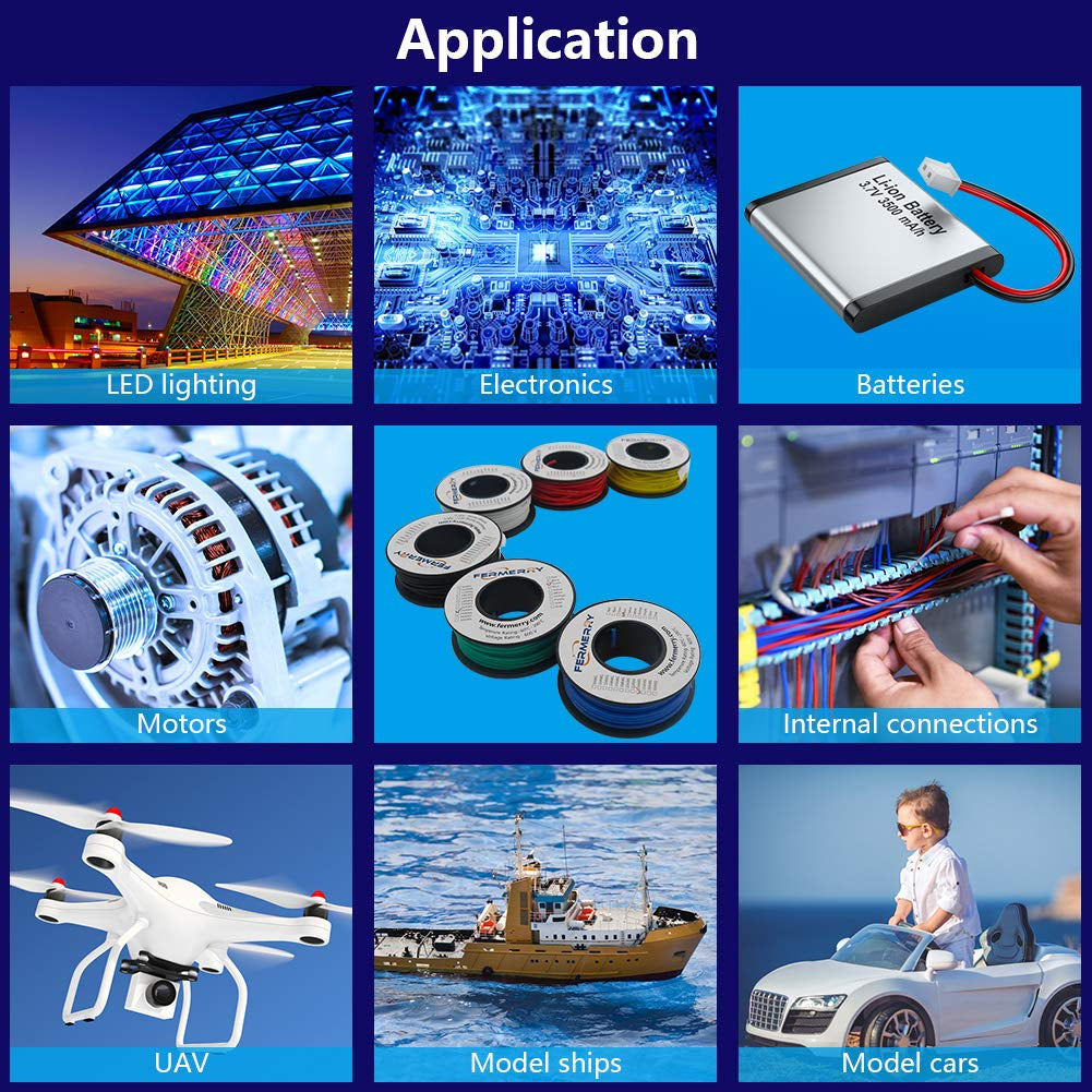 14 AWG Stranded Wire Spool 5Ft Each 6 Colors Flexible 14 Gauge Silicone Hook up Wire Kit Electrical Tinned Copper Wire