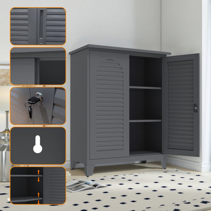 Gabinete de herramientas de metal de 120 cm de alto - Organizador de garaje con cerradura y estantes ajustables