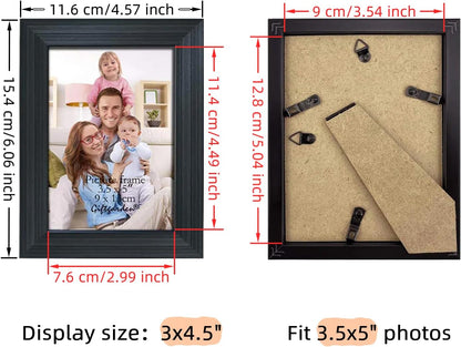 12 Pack 3.5X5 Picture Frame Black, Multiple 3.5 X 5 Photo Frames Bulk for Tabletop Display or Wall Hanging