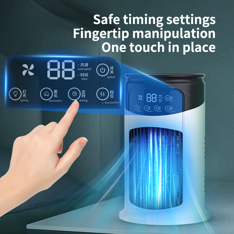 Portable Desktop Air Cooler - Mini Evaporative Fan with LED Light for Office & Home