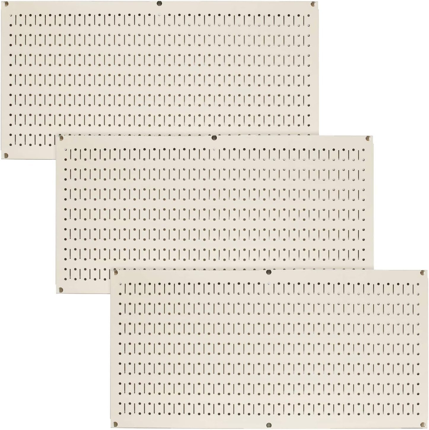 Pegboard Value Pack - (3) Pack of  16-Inch Tall X 32-Inch Wide Horizontal Metal Wallboards for Home & Garage Tool Storage Organization (Beige Pegboard)