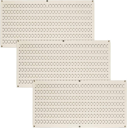 Pegboard Value Pack - (3) Pack of  16-Inch Tall X 32-Inch Wide Horizontal Metal Wallboards for Home & Garage Tool Storage Organization (Beige Pegboard)