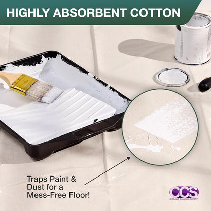 CCS Canvas Drop Cloth for Painting – All Purpose Cotton Duck Cloth Tarp for Curtains, Tablecloths, Backdrops – Washable & Reusable Floor Cover & Dust Sheet for Furniture (6X9 Ft)