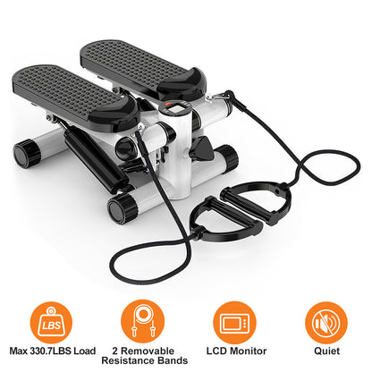 Mini Fitness Stepper with Resistance Bands - 330 lbs Capacity | LCD Monitor