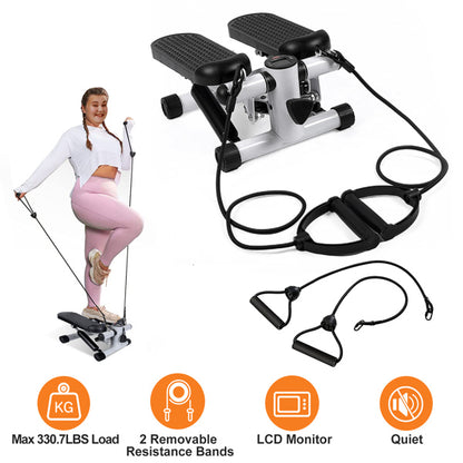 Mini Fitness Step Machine with Resistance Bands - 330 lbs Capacity