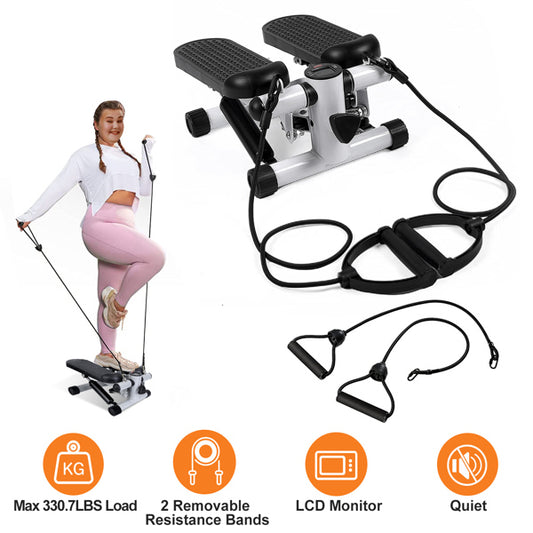 Mini Fitness Step Machine with Resistance Bands - 330 lbs Capacity