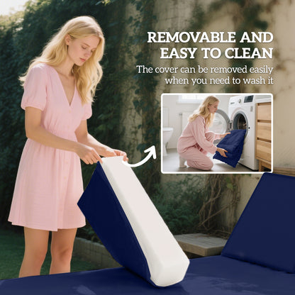 2-Piece Patio Chair Cushions with Backrests - Outdoor Lounge Chair Replacement Cushions - Navy