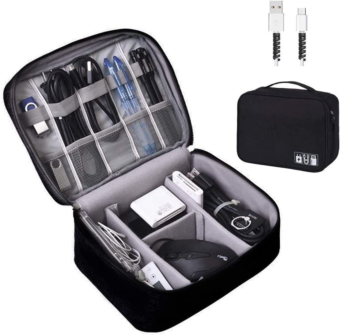 Electronics Organizer, Electronic Accessories Bag Travel Cable Organizer Three-Layer for Ipad Mini, Kindle, Hard Drives, Cables, Chargers