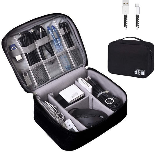 Electronics Organizer, Electronic Accessories Bag Travel Cable Organizer Three-Layer for Ipad Mini, Kindle, Hard Drives, Cables, Chargers