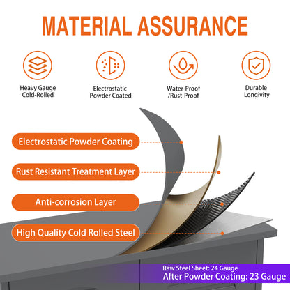 Gabinete de herramientas de metal de 120 cm de alto - Organizador de garaje con cerradura y estantes ajustables
