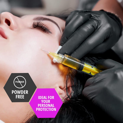 Black Medical Nitrile Gloves, Heavy Duty 5 Mil, Non-Latex, Powder-Free, Versatile for Healthcare, Tattoo, Food Handling (Small, 100-Count) Ultra-Strong 6 Mil Thick, Disposable