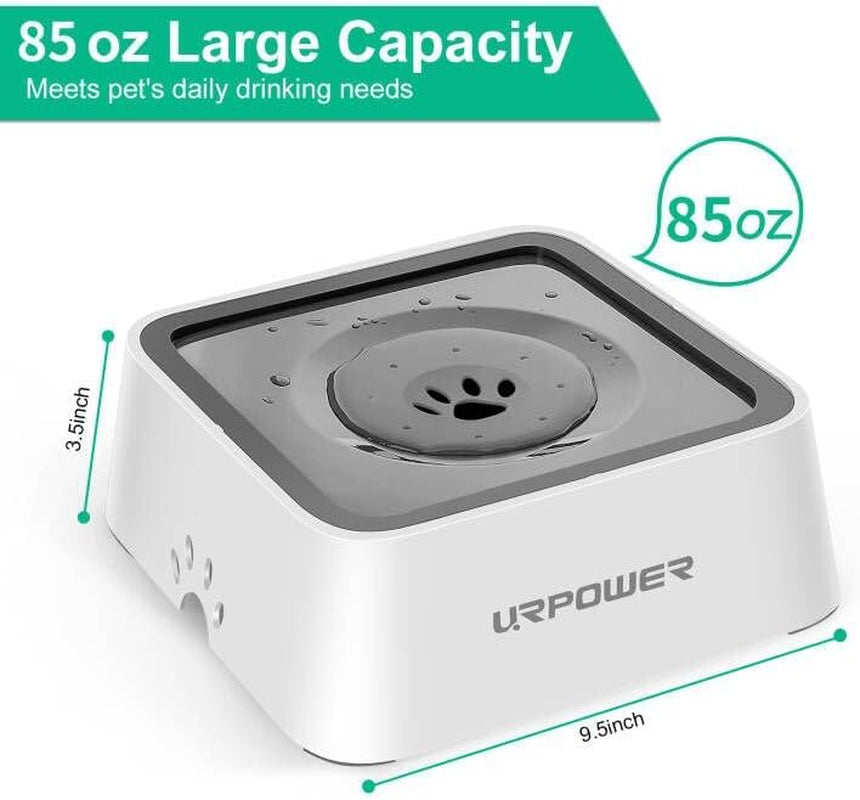 2.5L Dog Water Bowl 85Oz Large Capacity Dog Bowls No Spill Pet Water Dispenser for Messy Drinkers Splash Proof Slow Feeder Vehicle Carried Travel Bowl for Dogs, Cats &Pets