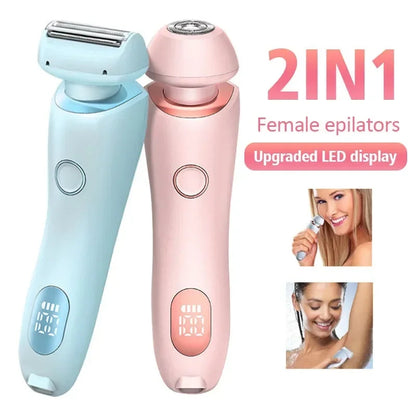 2-in-1 Hair Removal Epilator & Trimmer – USB Rechargeable Women's Body Shaver for Face, Legs & Bikini