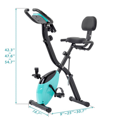 Folding Exercise Bike - Adjustable Resistance Upright & Recumbent X-Bike for Home Gym