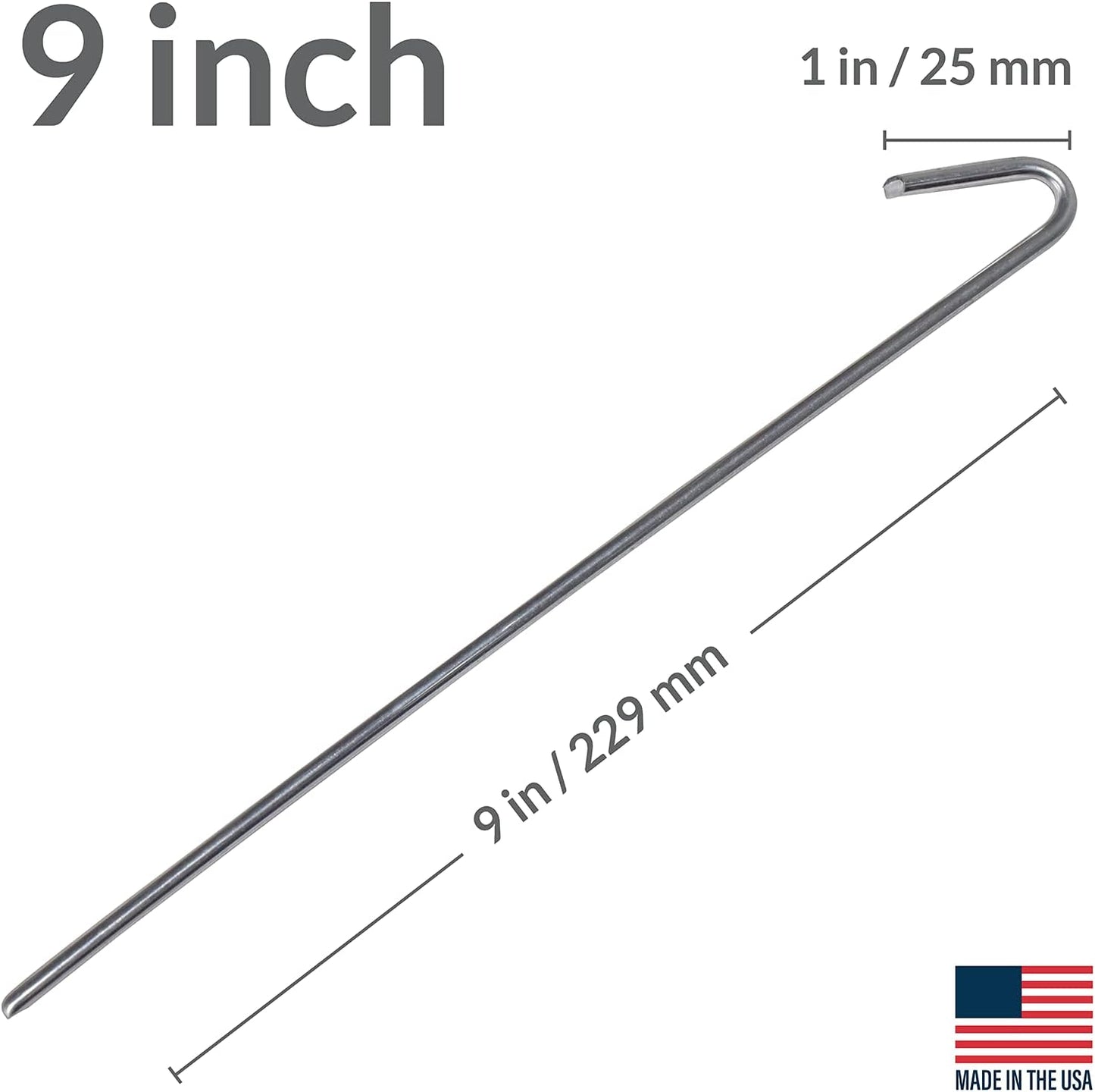 30 Pack Tent Stakes Metal Garden Edging Fence Hooks Pegs Christmas Decoration Stakes Made USA 9 Inches Long