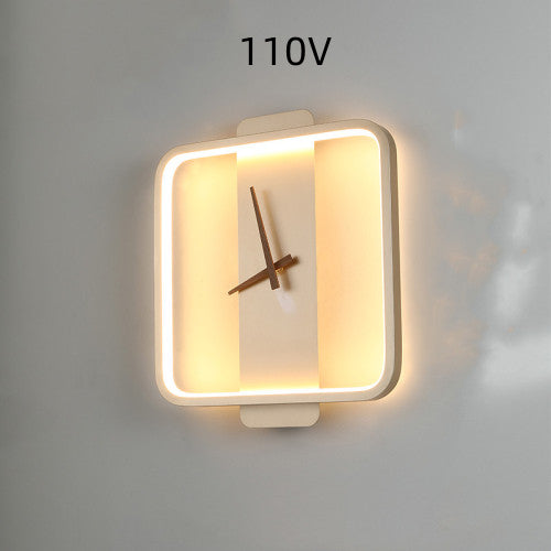 Nordic Wall Lamp with Clock – Modern LED Bedside Light for Bedroom & Living Room
