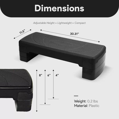 Balancefrom Fitness Lightweight Portable Adjustable Height Workout Aerobic Stepper Step Platform Trainer with Raisers