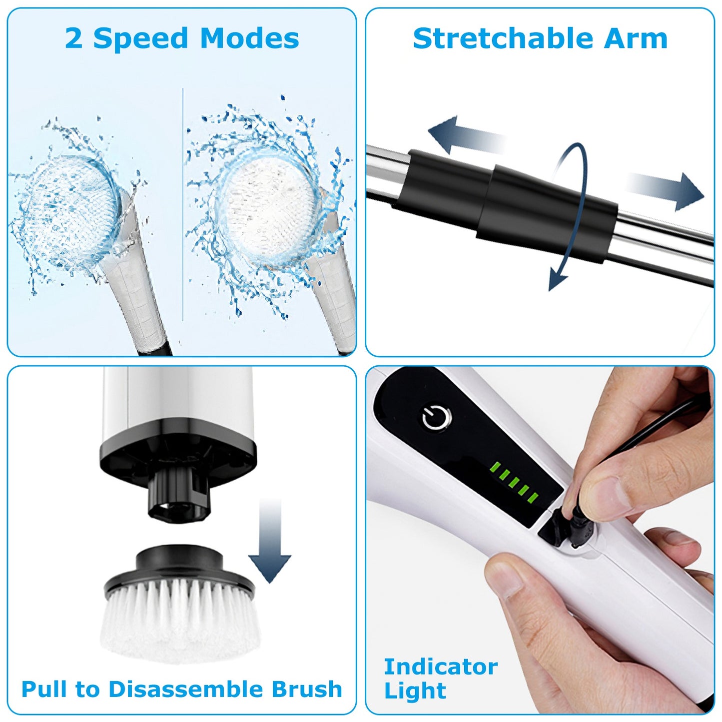 Electric Spin Scrubber - Cordless Power Cleaning Brush with 8 Heads & Telescopic Handle