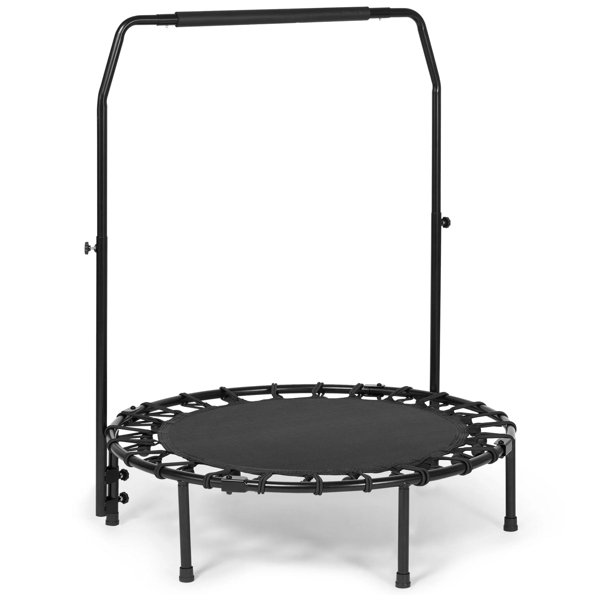2 in 1 Circular Trampoline 40In Fitness Trampoline with 24 Bungees Adjustable Foam Handle Exercise Trampoline for Family Adults Indoor Outdoor Workout Black Gifts for Dad