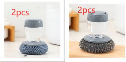 Soap Dispensing Dish Brush – Push-Button Palm Scrubber for Kitchen Cleaning