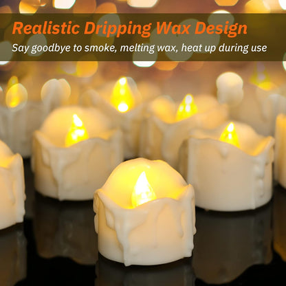 Tea Lights Candles with Timer, 12 Packs Flickering Flameless LED Tealights Battery Operated Electric Votive Candles for Christmas Decorations Fall Indoor Home Decor