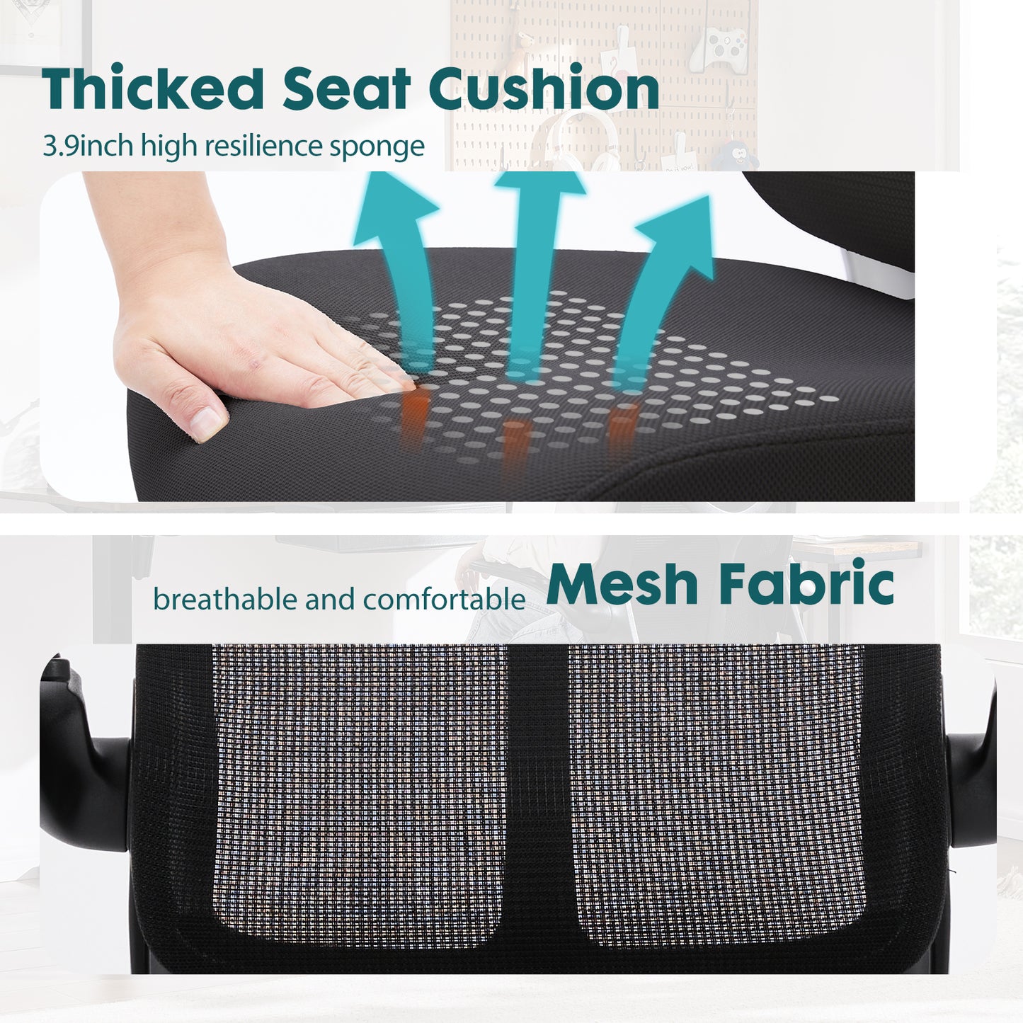 Ergonomic Mesh Office Chair - Breathable Computer Desk Chair with Lumbar Support