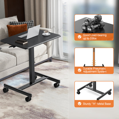 Adjustable Rolling Laptop Desk Cart - Mobile Standing Workstation for Home & Office