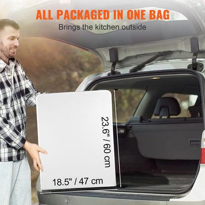 VEVOR Folding Camping Kitchen Table - 3 Adjustable Heights with Quick Setup