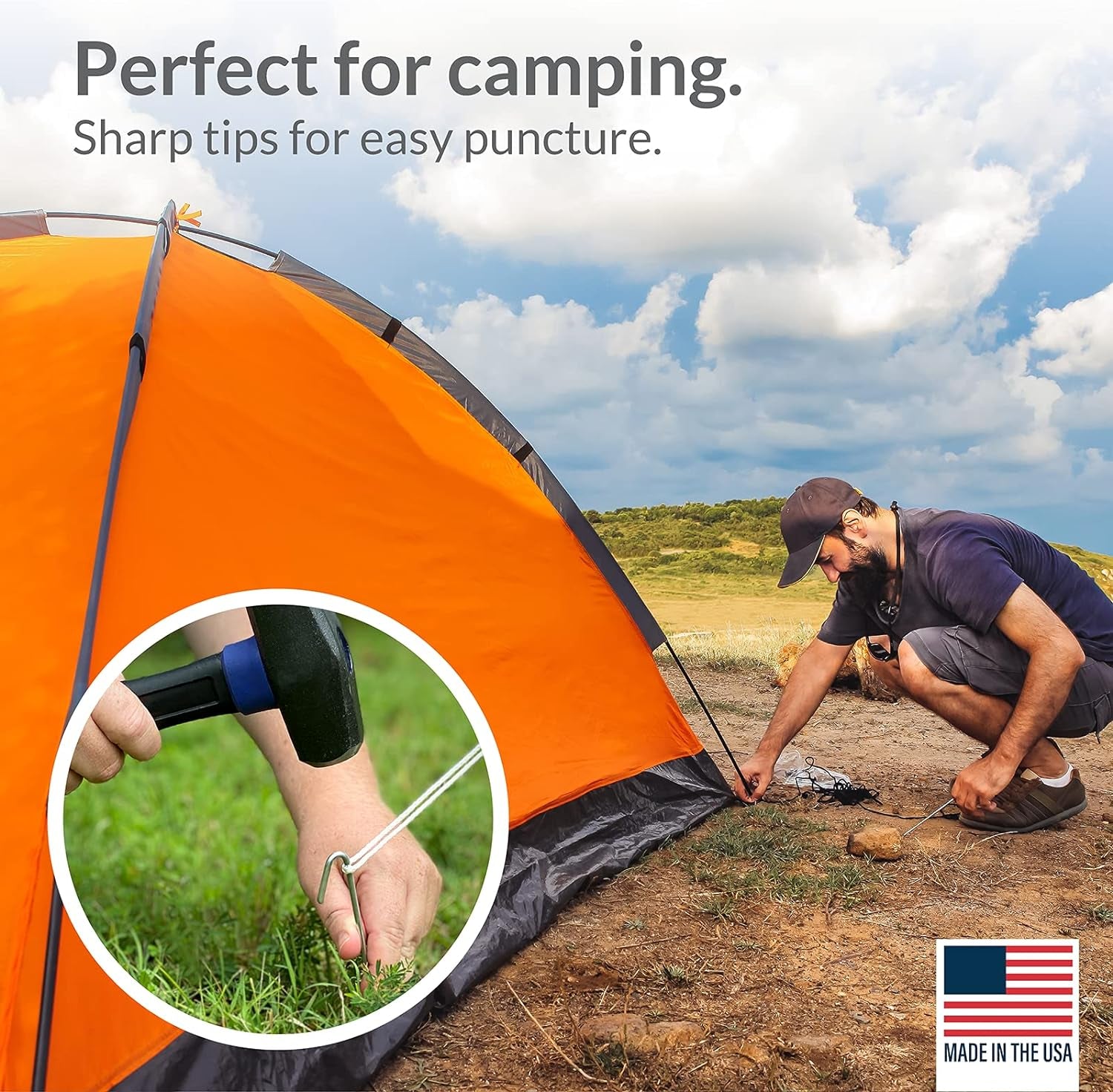 30 Pack Tent Stakes Metal Garden Edging Fence Hooks Pegs Christmas Decoration Stakes Made USA 9 Inches Long