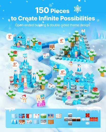 Magnetic Building Blocks 150 PCS Glacier Castle Set - STEM Montessori Toys for Kids