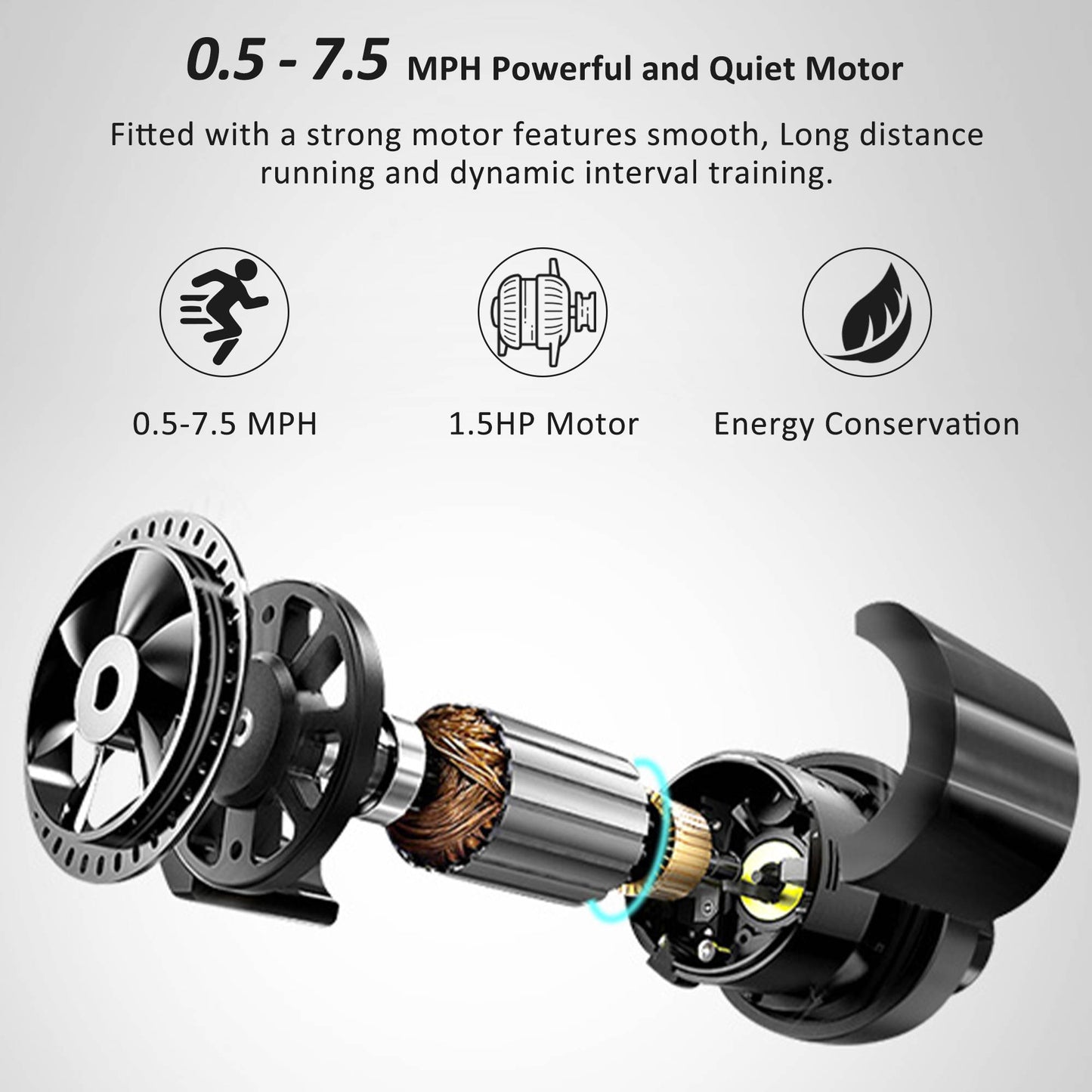 1.5HP Folding Treadmill - Electric Running & Walking Machine for Home Gym