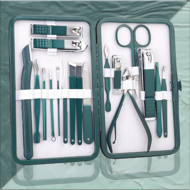 Professional Manicure Set - 18-Piece Nail Clipper Kit with Case for Pedicure & Grooming