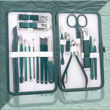 Professional Manicure Set - 18-Piece Nail Clipper Kit with Case for Pedicure & Grooming