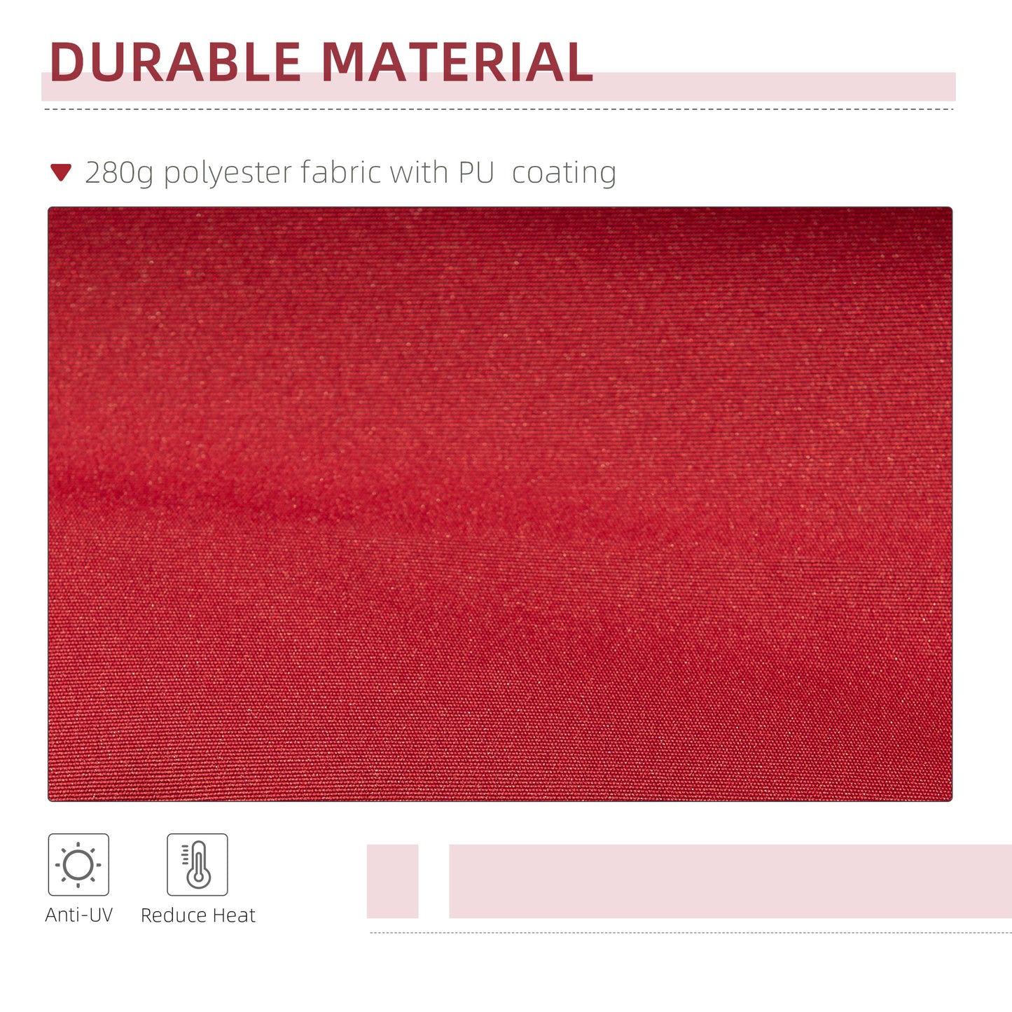 12' x 10' Manual Retractable Awning - Outdoor Patio Sunshade Shelter for Deck, Balcony & Yard - Wine Red